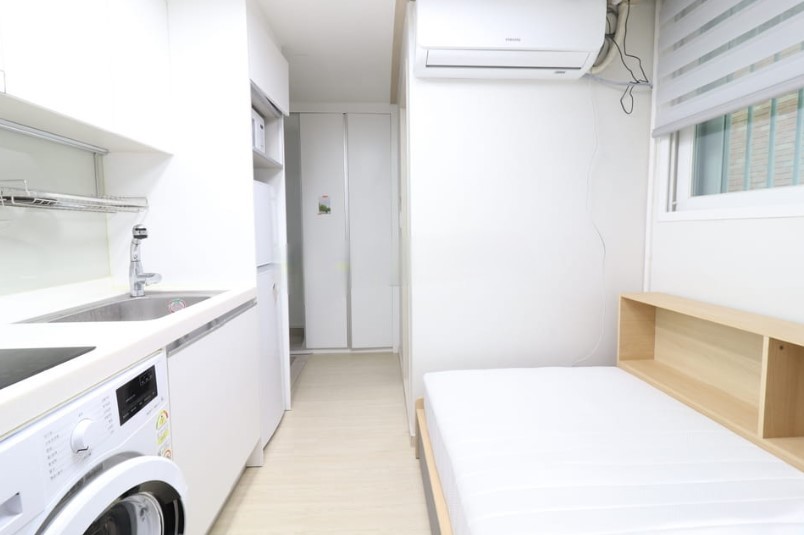回基駅市立大学韓国外国語大学韓国留学物件ハートステイ 学生のみ契約可能であり、ご参考ください。~ 伸縮型すっきりスタイルでさわやかな雰囲気のワンルームです。 市立大5分以内、住宅街に位置しているので静かな雰囲気、リラックスできます。